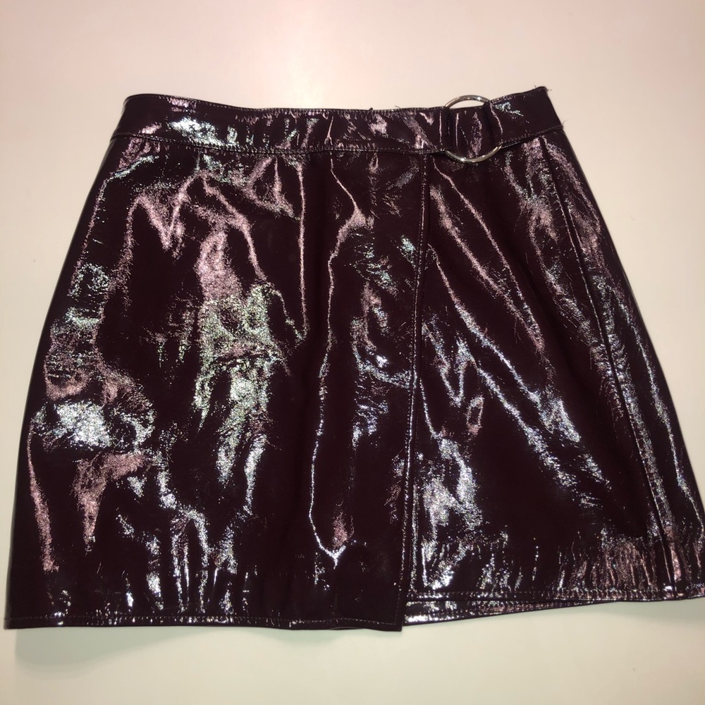 Bershka maroon leather skirt